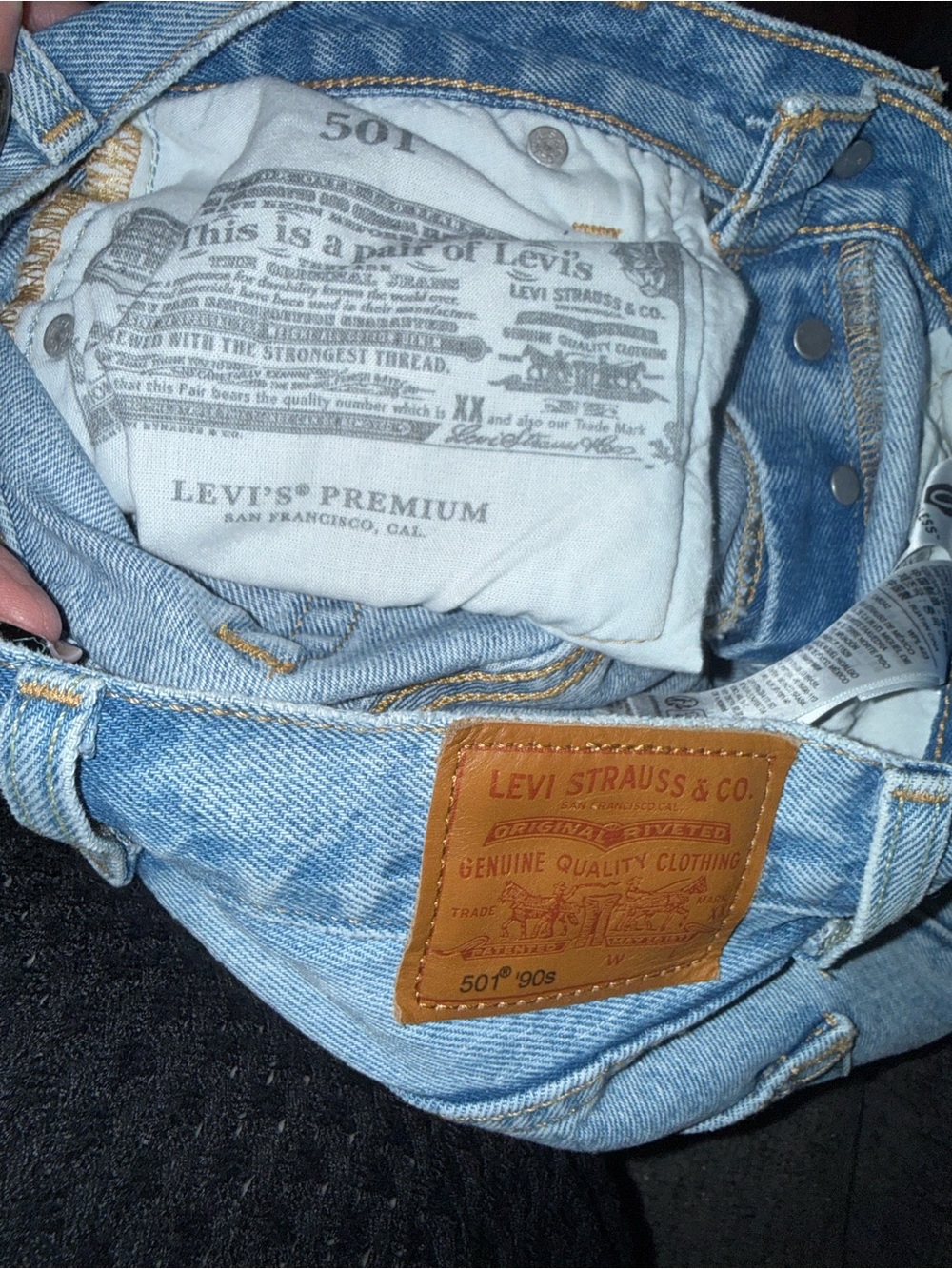 Levi’s Premium 501 ’90s Panel Jeans Light Wash Straight Leg W23 L30 - Picture 10 of 13